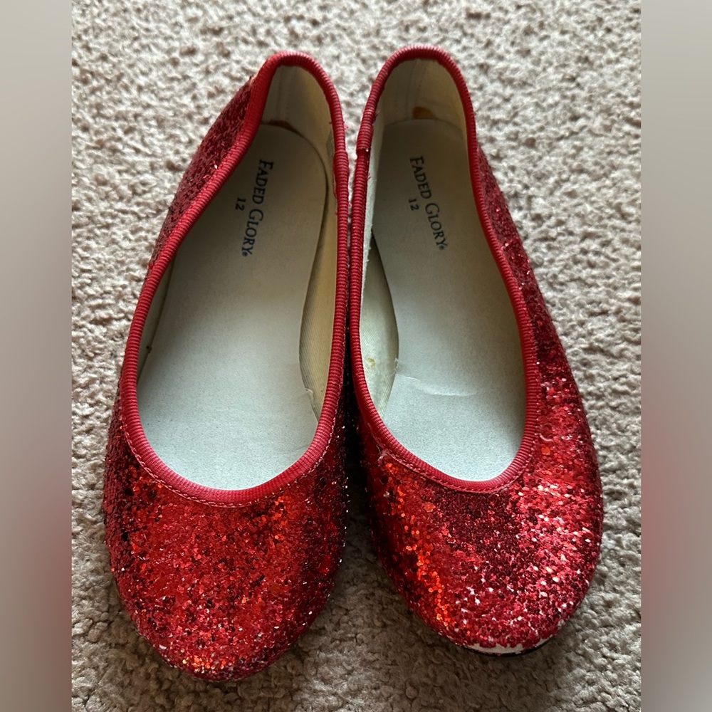 Toddler Girls Red Sequins Ballet Flats Flat Shoes Mary Janes Slip-On Size 12